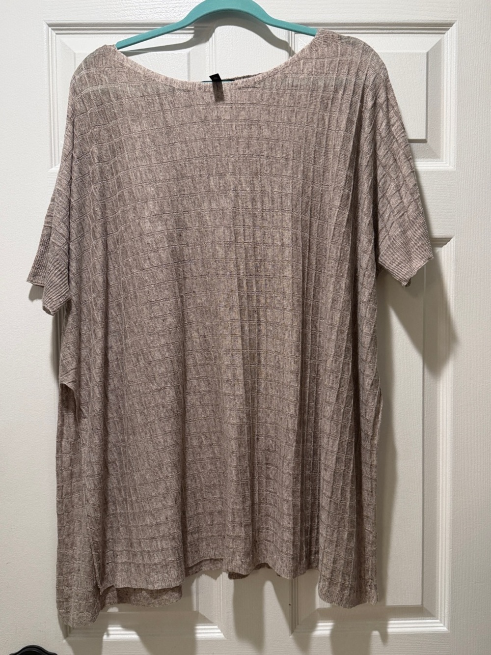 Eileen Fisher Relaxed Ribbed Short-Sleeve Tunic in Light Taupe